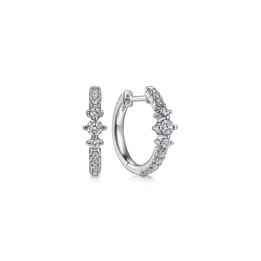 Gabriel & Co. 14K White Gold Lusso Diamond Station Huggies
