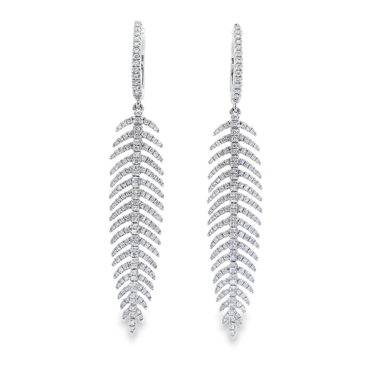 18K White Gold Diamond Dangling Earrings