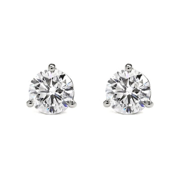 14K White Gold 2.5 Carat Lab Grown Diamond 3-Prong Martini Stud Earrings