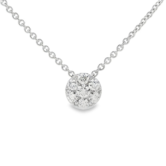 14K White Gold 1/3-Carat Diamond Cluster Slide Pendant