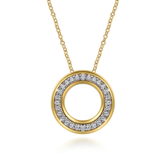 Gabriel & Co. 14K Yellow and White Gold Diamond Circle Pendant