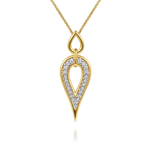 Gabriel & Co. 14K White & Yellow Gold Diamond Teardrop Pendant