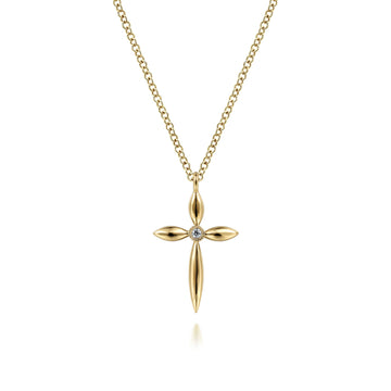 Gabriel & Co. 14K Yellow Gold Diamond Cross Pendant