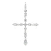 18K White Gold Alternating Baguette & Round Diamond Thin Cross