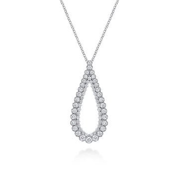 Gabriel & Co. 14K White Gold Diamond Teardrop Drop Pendant