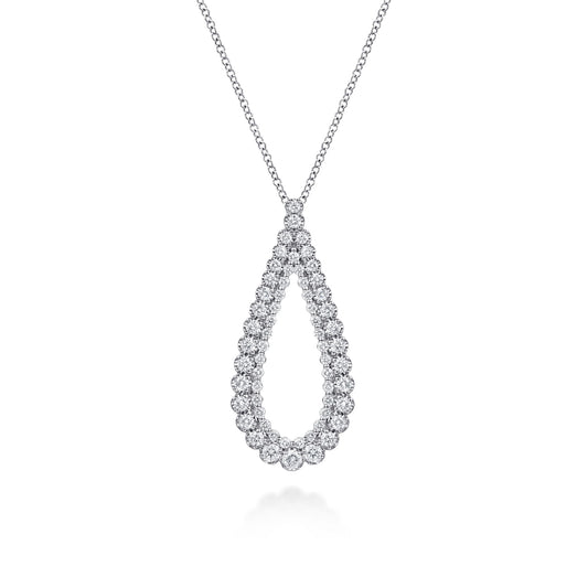 Gabriel & Co. 14K White Gold Diamond Teardrop Drop Pendant