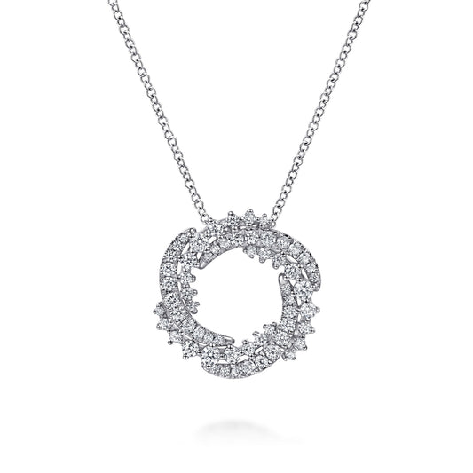 Gabriel & Co. 14K White Gold Diamond Circle Swirl Pendant