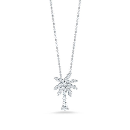 Roberto Coin 18K White Gold Tiny Treasures Small Diamond Palm Tree Pendant