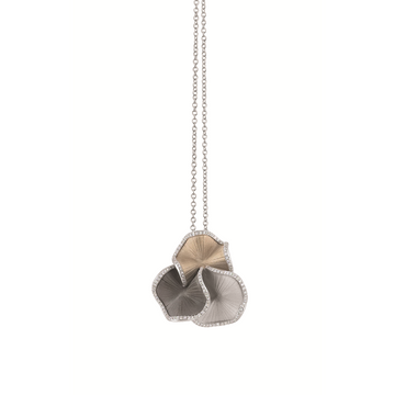 Cammilli 18K "Sultana" White Ice, Natural Beige and Black Lava Gold Pendant with Diamonds