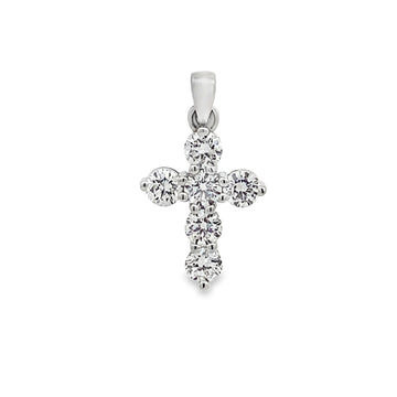 18K White Gold Diamond Cross Pendant