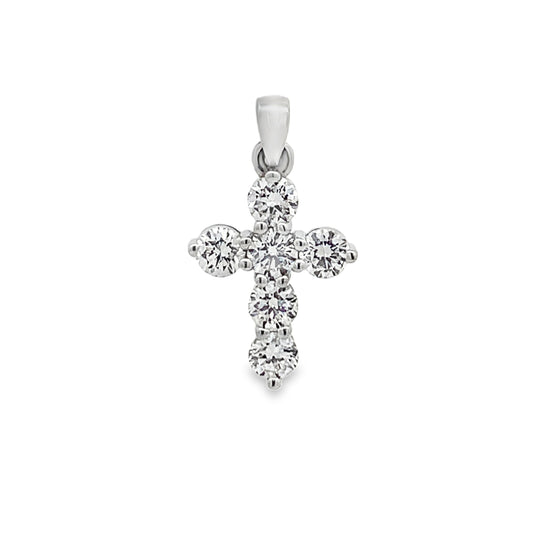 18K White Gold Diamond Cross Pendant