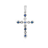 18K White Gold Diamond and Sapphire Cross Pendant
