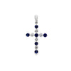 18K White Gold Diamond and Sapphire Cross Pendant