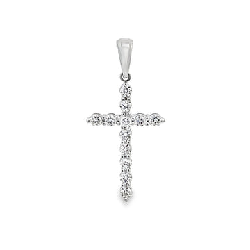 18K White Gold Diamond Cross Pendant