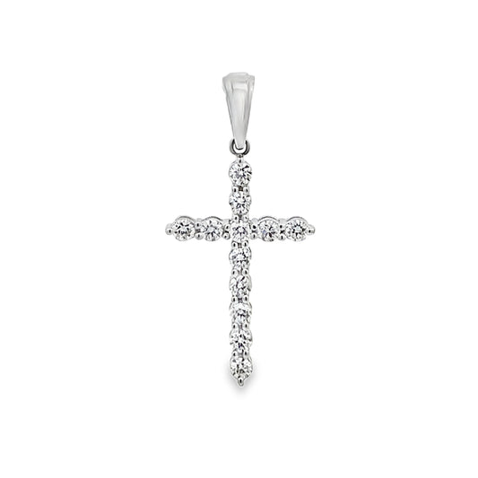 18K White Gold Diamond Cross Pendant