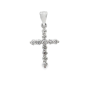 18K White Gold Diamond Cross Pendan