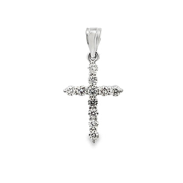 18K White Gold Diamond Cross Pendant