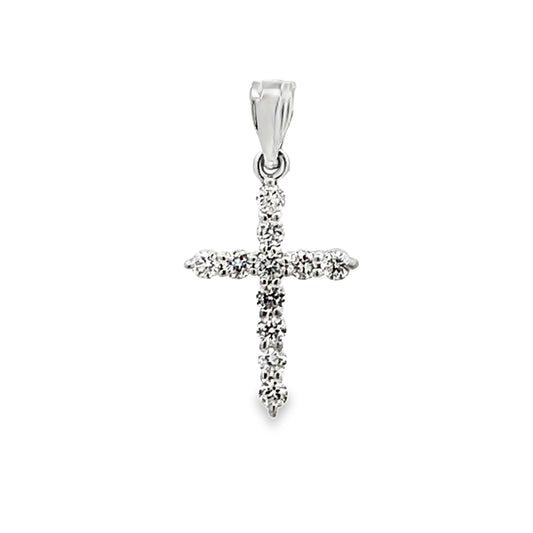 18K White Gold Diamond Cross Pendant