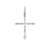 18K White Gold Alternating Baguette & Round Diamond Thin Cross