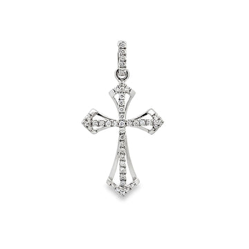 18K White Gold Diamond Cross Pendant