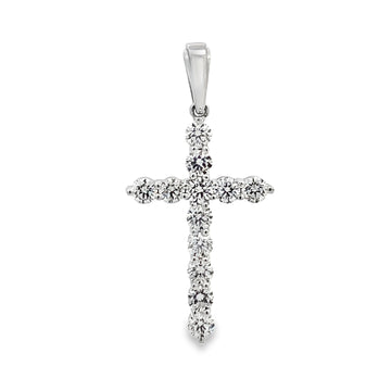 18K White Gold Diamond Cross Pendant