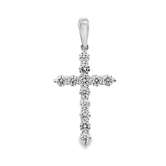 18K White Gold Diamond Cross Pendant