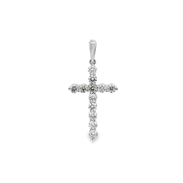 18K White Gold Diamond Cross Pendant