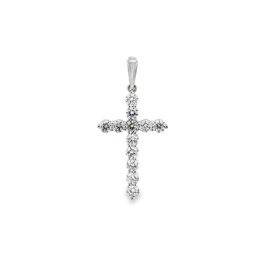 18K White Gold Diamond Cross Pendant