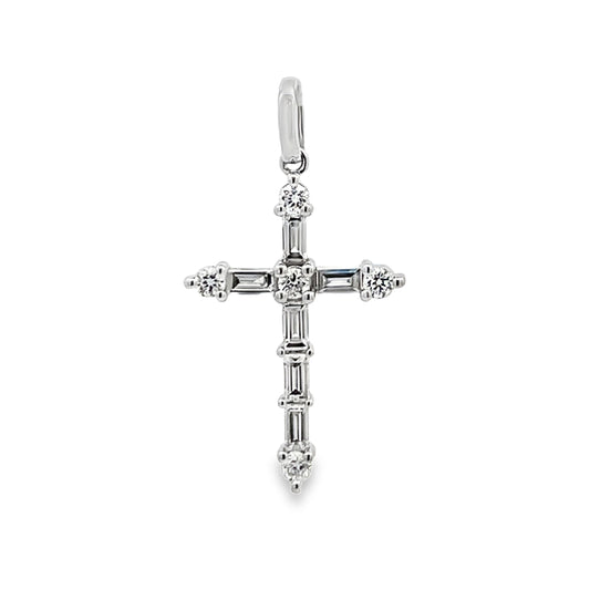 18K White Gold Diamond Cross Pendant