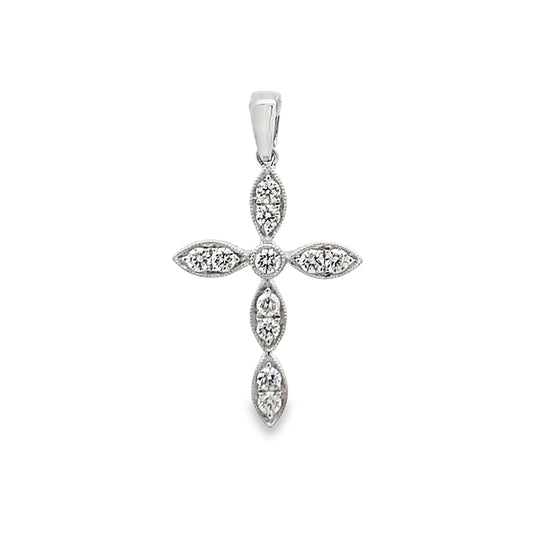 18K White Gold Diamond Cross Pendant