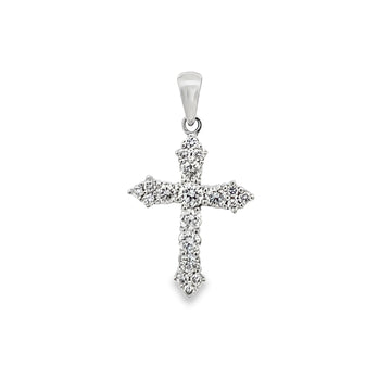 18K White Gold Diamond Cross Pendant