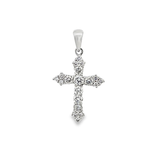 18K White Gold Diamond Cross Pendant