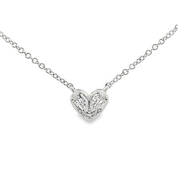 Christopher Designs 14K White Gold Diamond Heart-Shaped Pendant with Chain