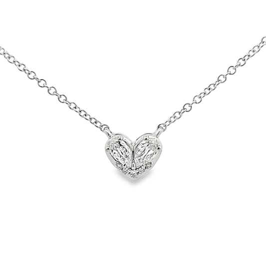 Christopher Designs 14K White Gold Diamond Heart-Shaped Pendant with Chain