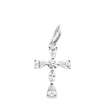 18K White Gold Diamond Cross Pendant
