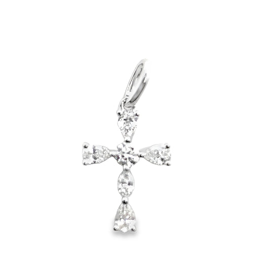 18K White Gold Diamond Cross Pendant