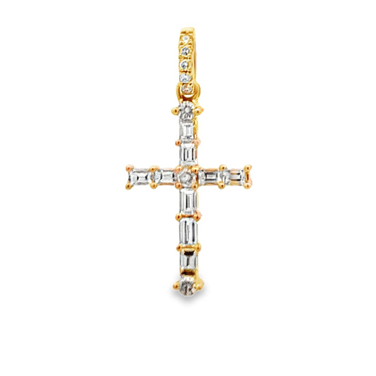 18K Yellow Gold Diamond Cross Pendant