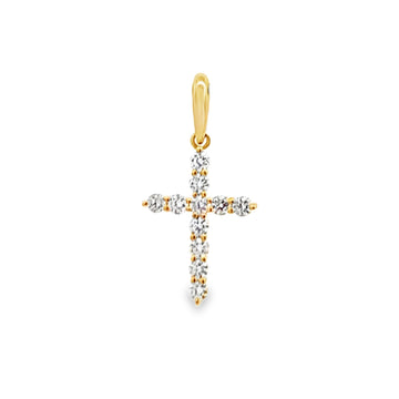 18K Yellow Gold Small Diamond Cross Pendant
