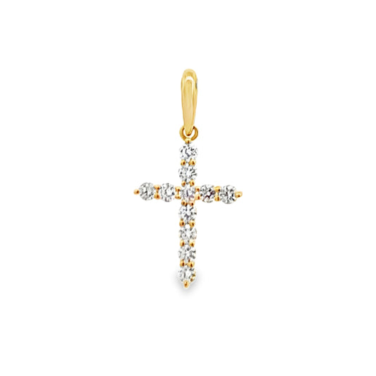 18K Yellow Gold Small Diamond Cross Pendant