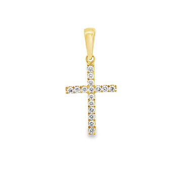 18K Yellow Gold Diamond Cross Pendant