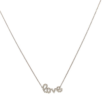18K White Gold Diamond "love" Pendant with Chain