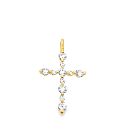 18K Yellow Gold Diamond Cross Pendant