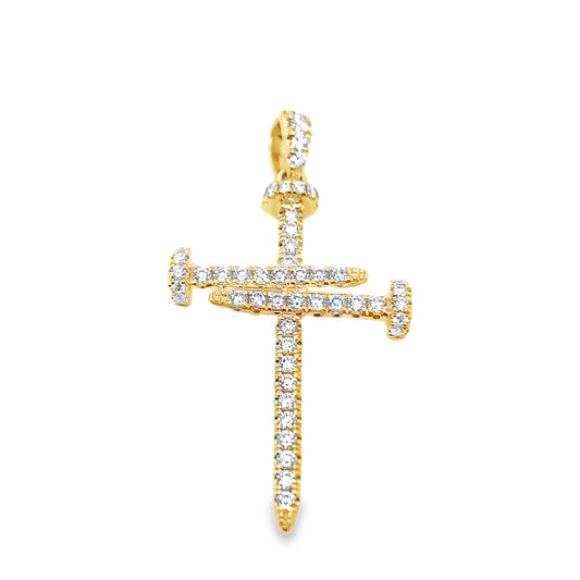 18K Yellow Gold Diamond Cross Pendant
