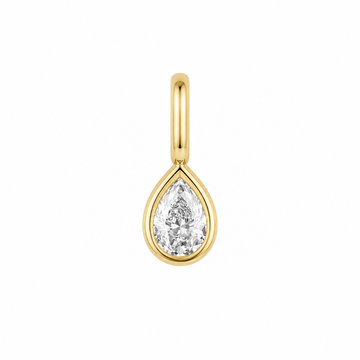 14K Yellow Gold Bezel-Set Pear Diamond Pendant