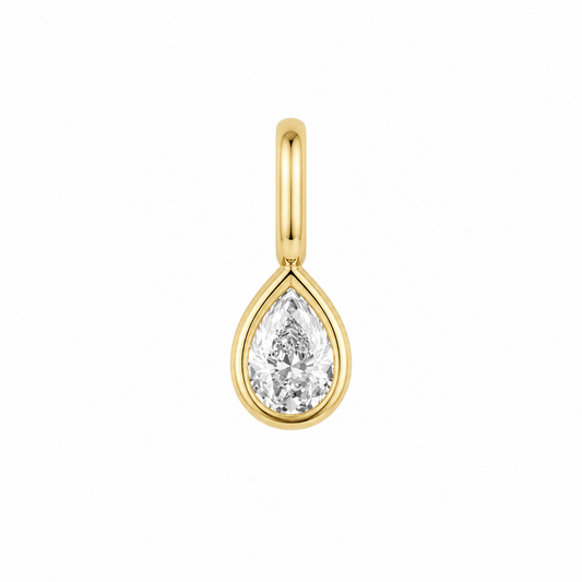 14K Yellow Gold Bezel-Set Pear Diamond Pendant