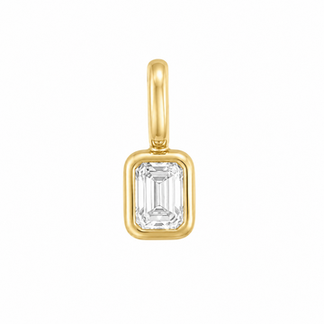14K Yellow Gold Bezel-Set Emerald Diamond Pendant