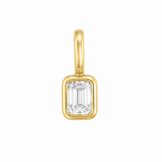 14K Yellow Gold Bezel-Set Emerald Diamond Pendant