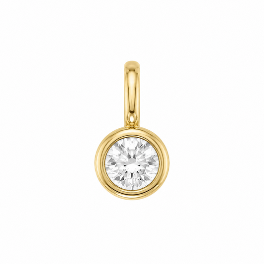 14K Yellow Gold Bezel-Set Round Diamond Pendant