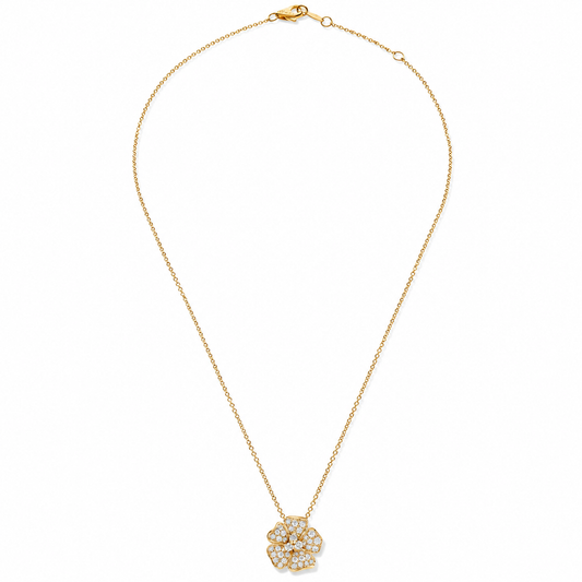 Leo Pizzo 18K Yellow Gold Diamond Flower Necklace