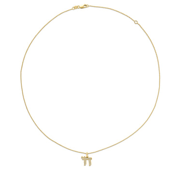 Roberto Coin 18K Yellow Gold Diamond Chai Symbol Pendant with Chain